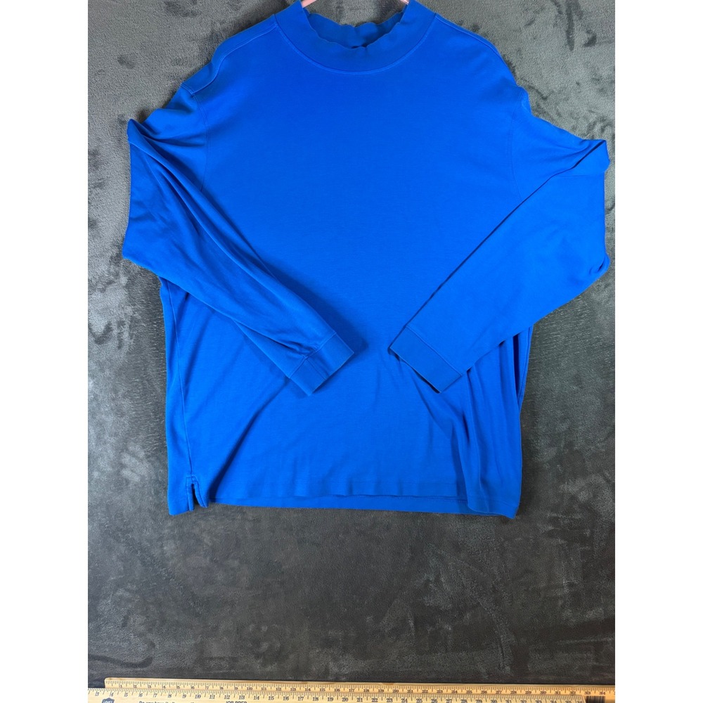 Mens XXL Cutter & Buck Mock Neck Long Sleeve Shirt Light Blue Casual